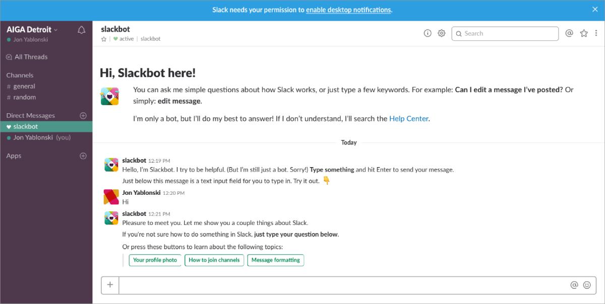 Slack onboarding